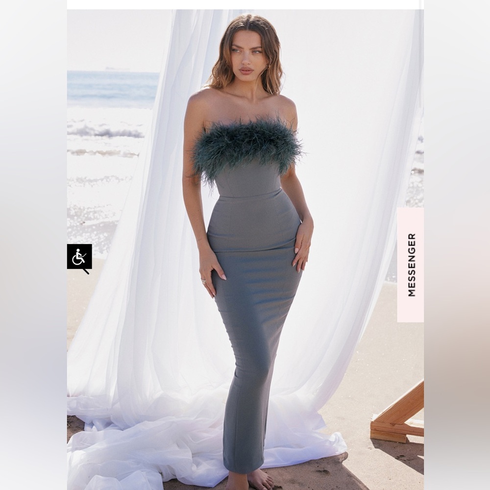 HouseOfcb bodycon feather maxi dress